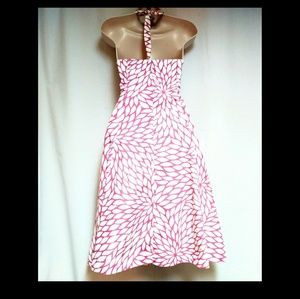 Yves Cossette Depeche Mode Dresses - Halter Dress White Pink Geometric Floral Size 10 Yves Cossette Depeche Mode Dresses - Halter Dress White Pink Geometric Floral Size 10